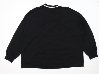 JD Williams Women Black Size 24 Pullover Sweatshirt with Contrast Trim