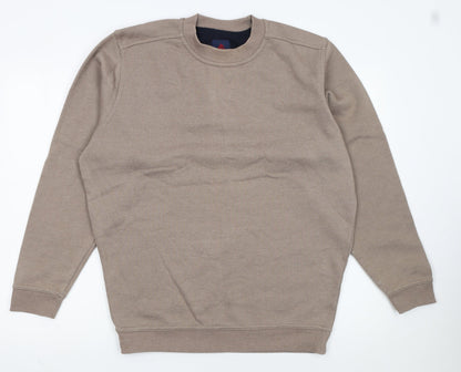 One Valley Men's Beige Crew Neck Sweatshirt Medium Pullover