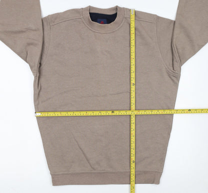 One Valley Men's Beige Crew Neck Sweatshirt Medium Pullover