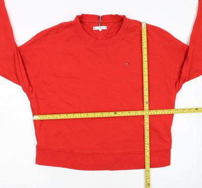 Tommy Hilfiger Womens Red Crew Neck Sweatshirt M Cotton Casual