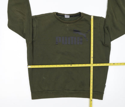 Puma Men's Green Pullover Sweatshirt L Logo Crew Neck Sports Fleece