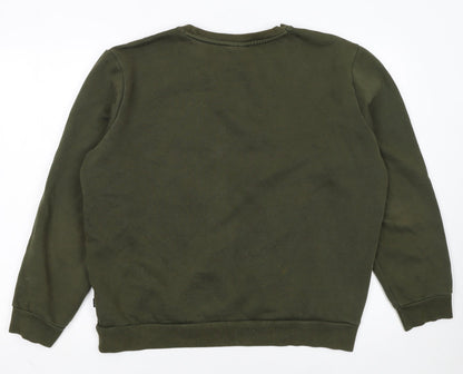 Puma Men's Green Pullover Sweatshirt L Logo Crew Neck Sports Fleece