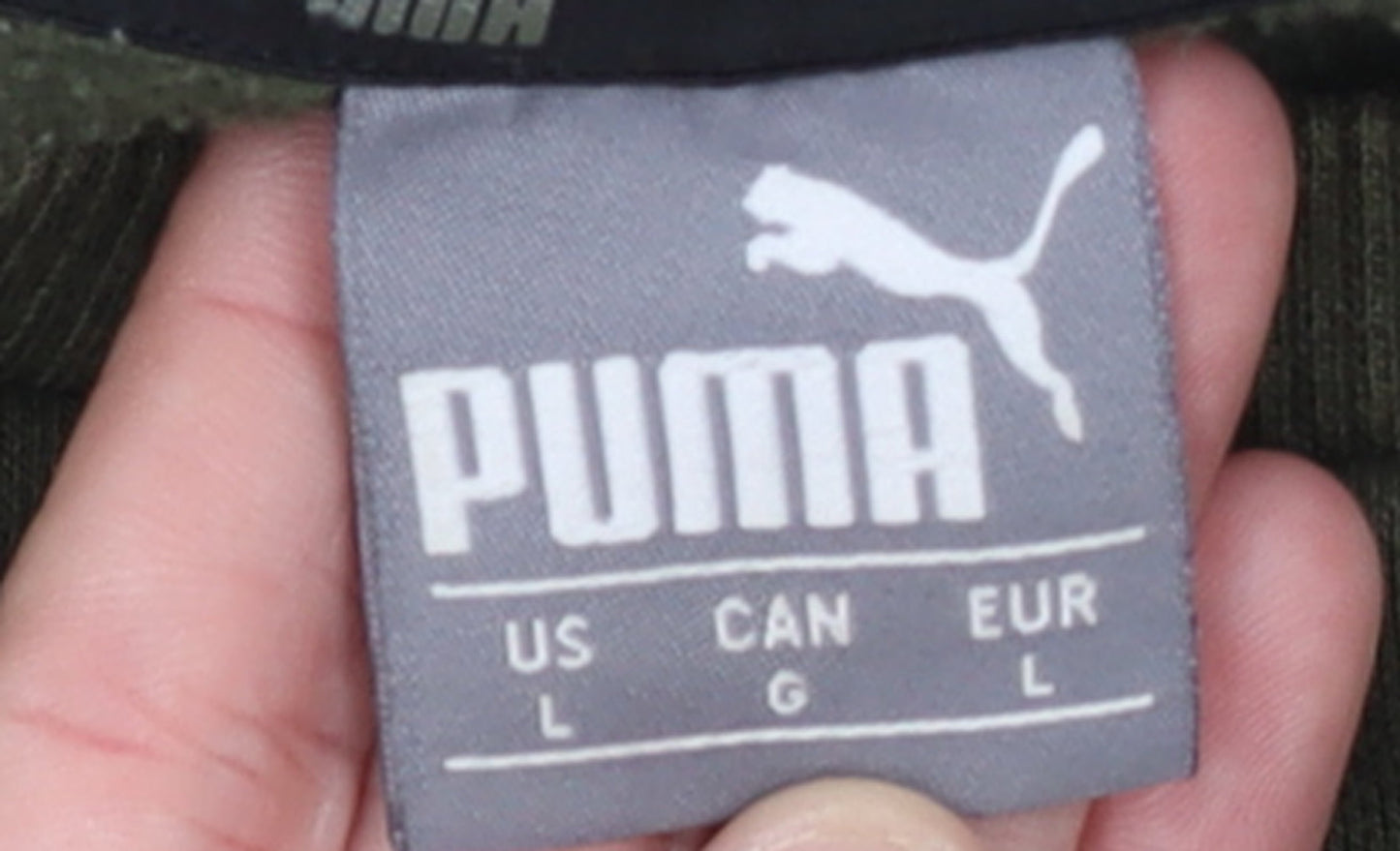 Puma Men's Green Pullover Sweatshirt L Logo Crew Neck Sports Fleece