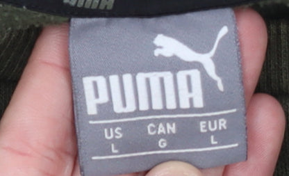 Puma Men's Green Pullover Sweatshirt L Logo Crew Neck Sports Fleece