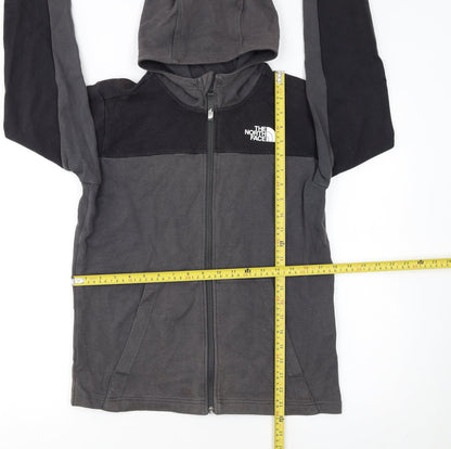 The North Face Boys Black Full Zip Fleece Hoodie L Size Outdoor Pullover