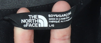 The North Face Boys Black Full Zip Fleece Hoodie L Size Outdoor Pullover