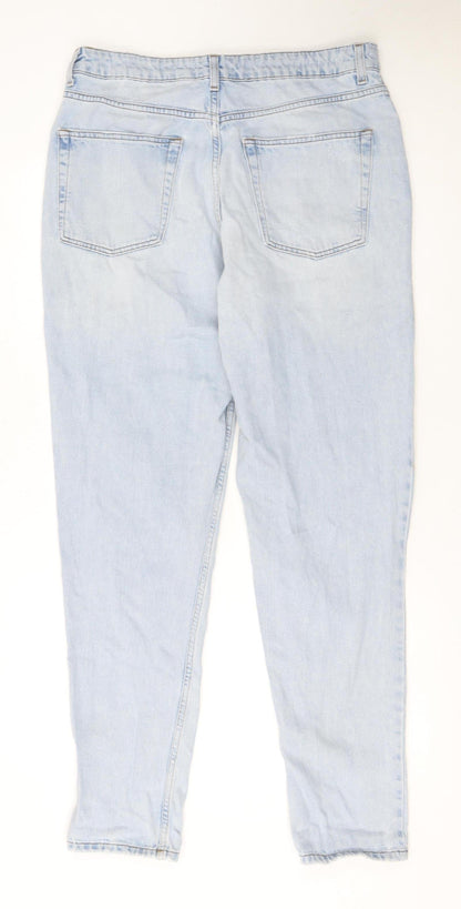 Topshop Women’s Blue Light Wash Distressed Mom Jeans Size 14