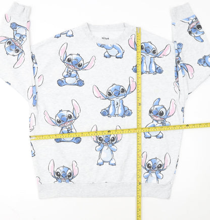 Disney Stitch Women's Grey Sweatshirt Small Pullover Casual Cute Print