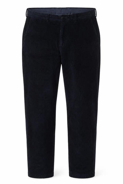 Marks and Spencer Men's Blue Corduroy Regular Fit Trousers 36W 33L