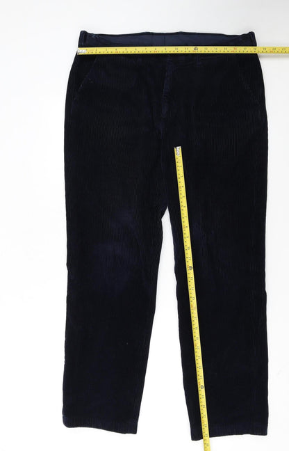 Marks and Spencer Men's Blue Corduroy Regular Fit Trousers 36W 33L