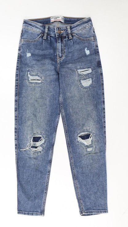 Abercrombie Kids Girls Blue High-Rise Slim Ripped Ankle Jeans 9-10 Years