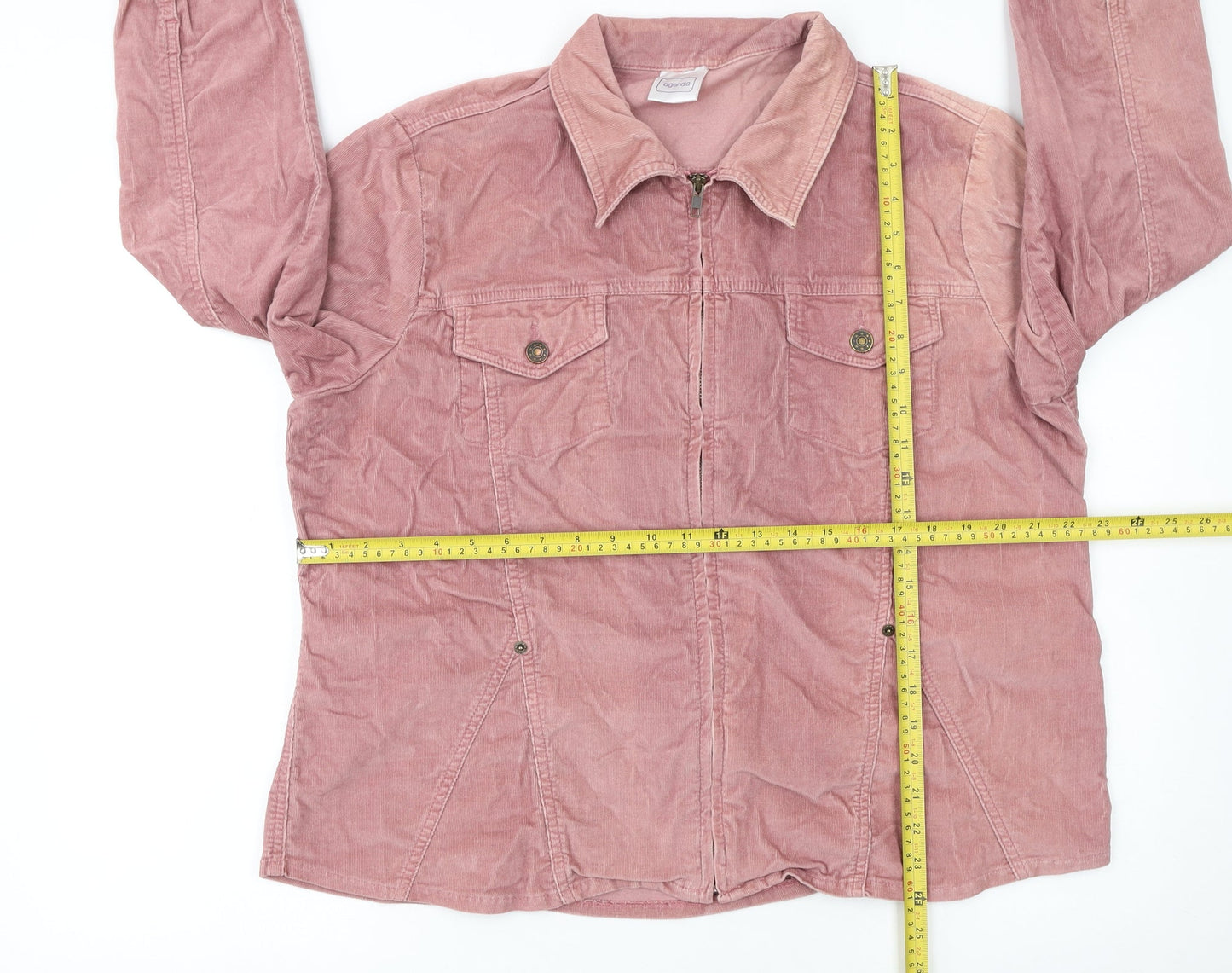 Agenda Womens Pink Corduroy Zip Jacket Size 20 Collared Cotton Blend