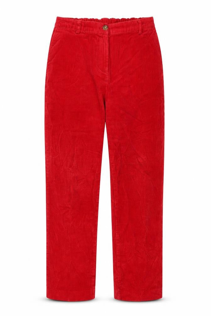 Lands' End Women's Red Corduroy Petite Size 10P Straight Leg Trousers