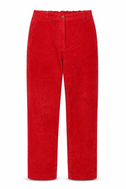 Lands' End Women's Red Corduroy Petite Size 10P Straight Leg Trousers