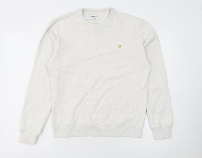 Farah Men's Ivory Small Pullover Crew Neck Cotton Sweatshirt