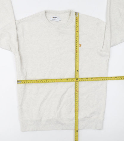Farah Men's Ivory Small Pullover Crew Neck Cotton Sweatshirt