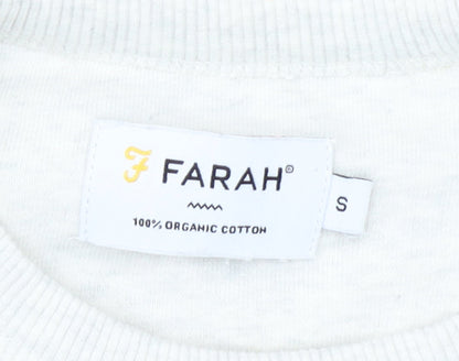 Farah Men's Ivory Small Pullover Crew Neck Cotton Sweatshirt