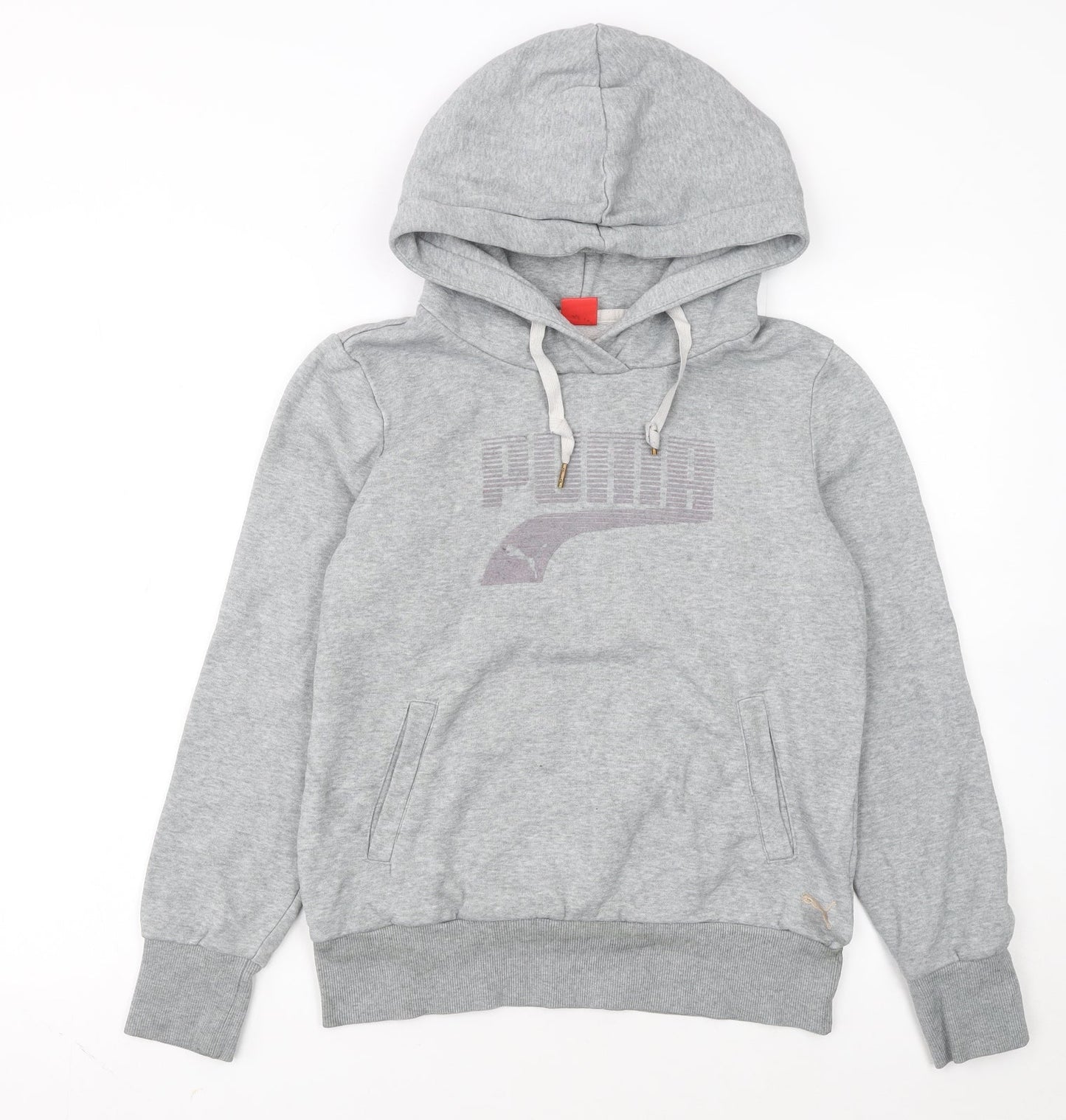 Puma Womens Grey Hoodie UK 12 Pullover Logo Sweatshirt