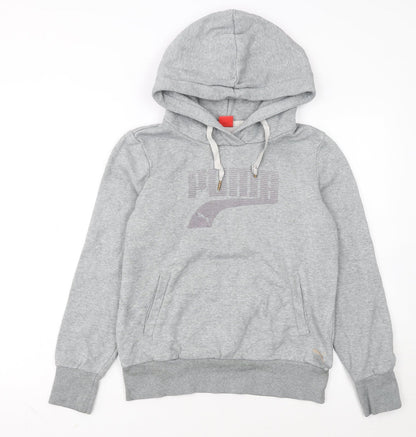 Puma Womens Grey Hoodie UK 12 Pullover Logo Sweatshirt