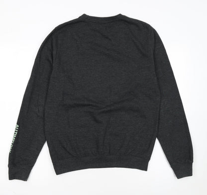 AWDis Womens Dark Grey Rose Print Pullover Sweatshirt Size S