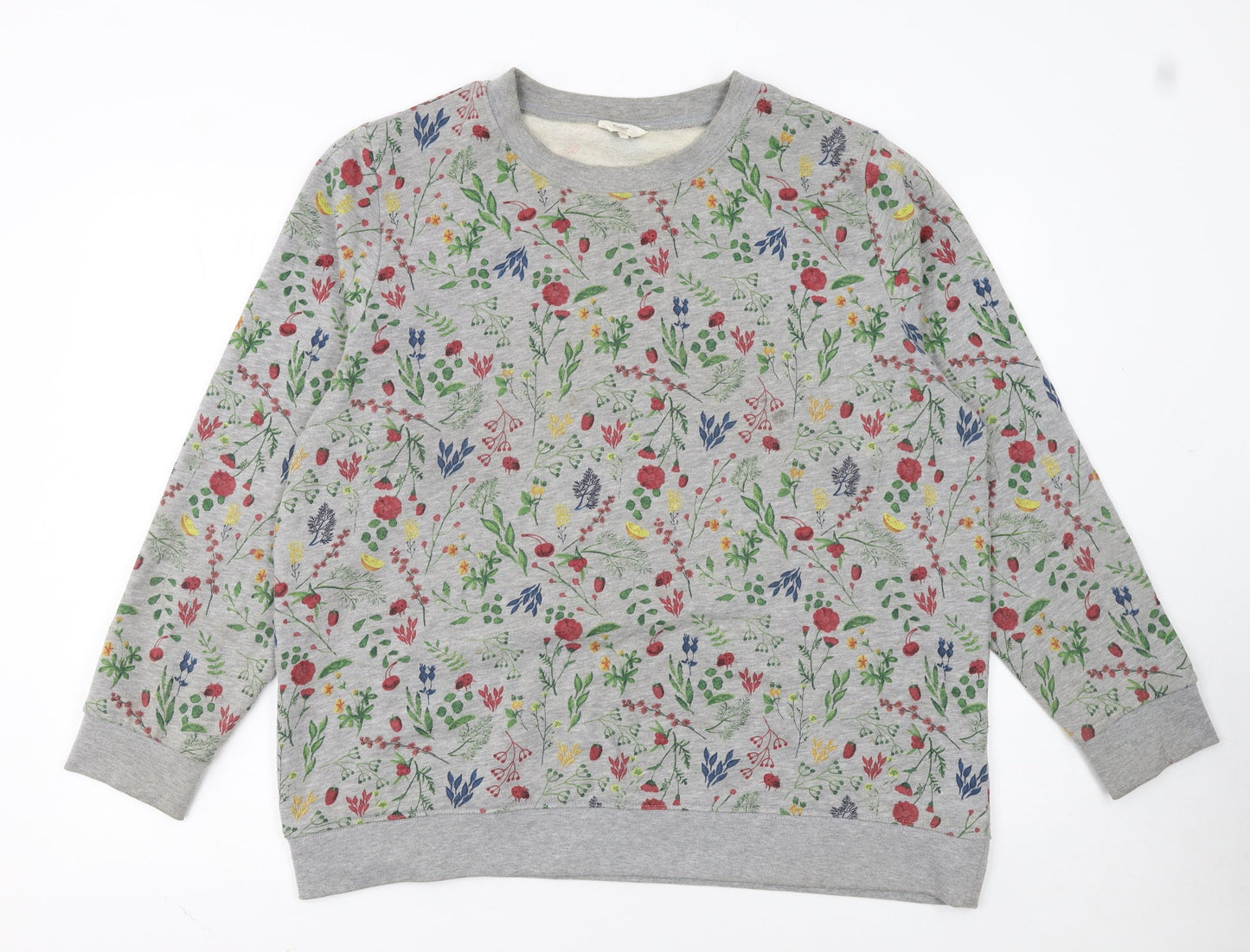 Cotton Traders Womens Grey Floral Pullover Sweatshirt Size 20