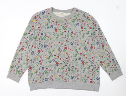 Cotton Traders Womens Grey Floral Pullover Sweatshirt Size 20