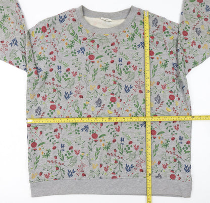 Cotton Traders Womens Grey Floral Pullover Sweatshirt Size 20