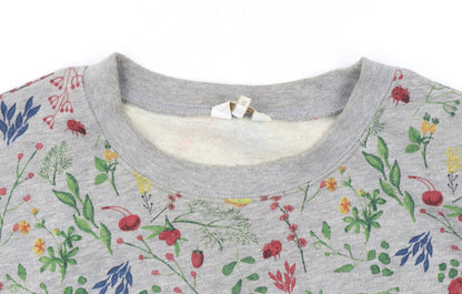 Cotton Traders Womens Grey Floral Pullover Sweatshirt Size 20