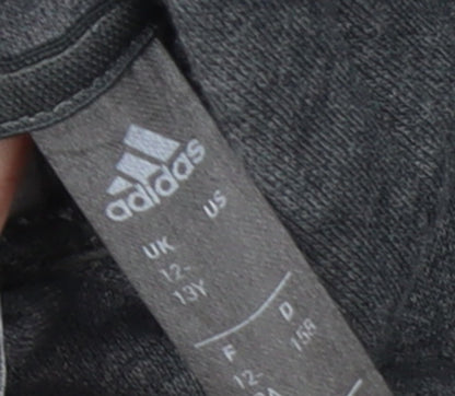 adidas Girls Grey Pullover Hoodie 12-13 Years Hooded Logo Sweatshirt