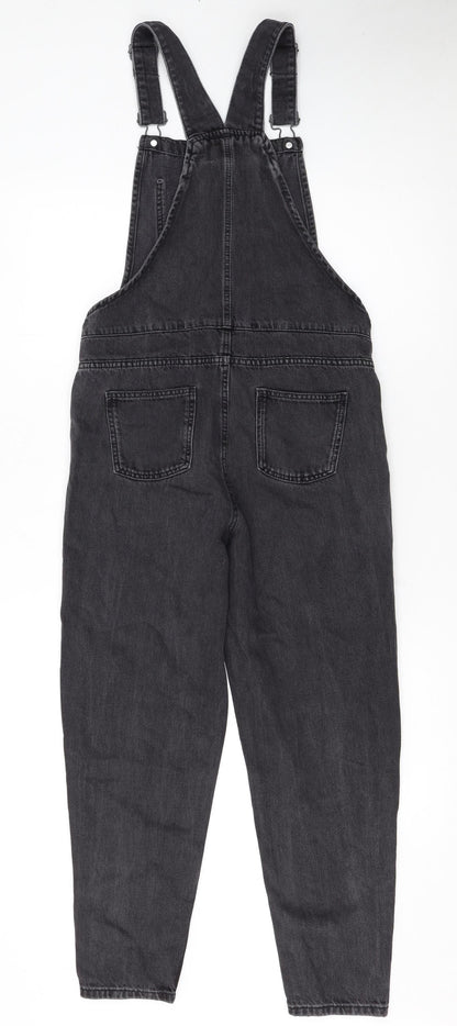 Next Girls Black Denim Dungarees 11 Years Adjustable Straps Pockets