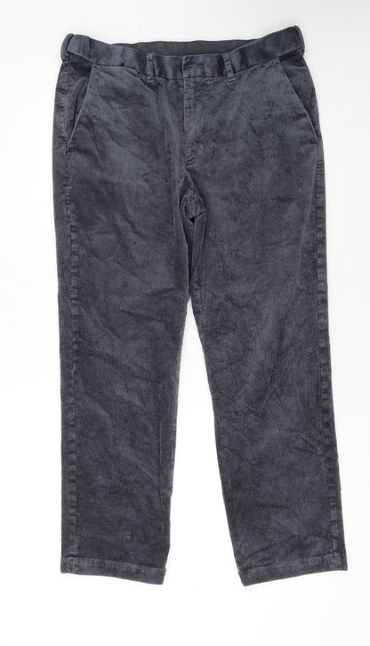 Marks and Spencer Men's Grey Corduroy Regular Fit Trousers 34W 29L