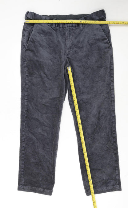 Marks and Spencer Men's Grey Corduroy Regular Fit Trousers 34W 29L