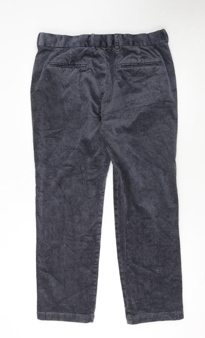 Marks and Spencer Men's Grey Corduroy Regular Fit Trousers 34W 29L