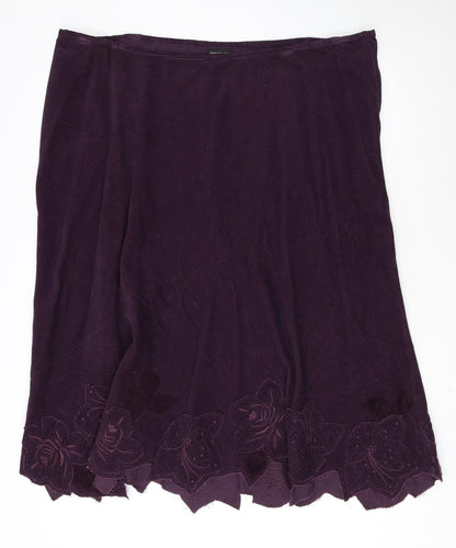 Evans Women’s Purple Cotton A-Line Embroidered Skirt Size 26