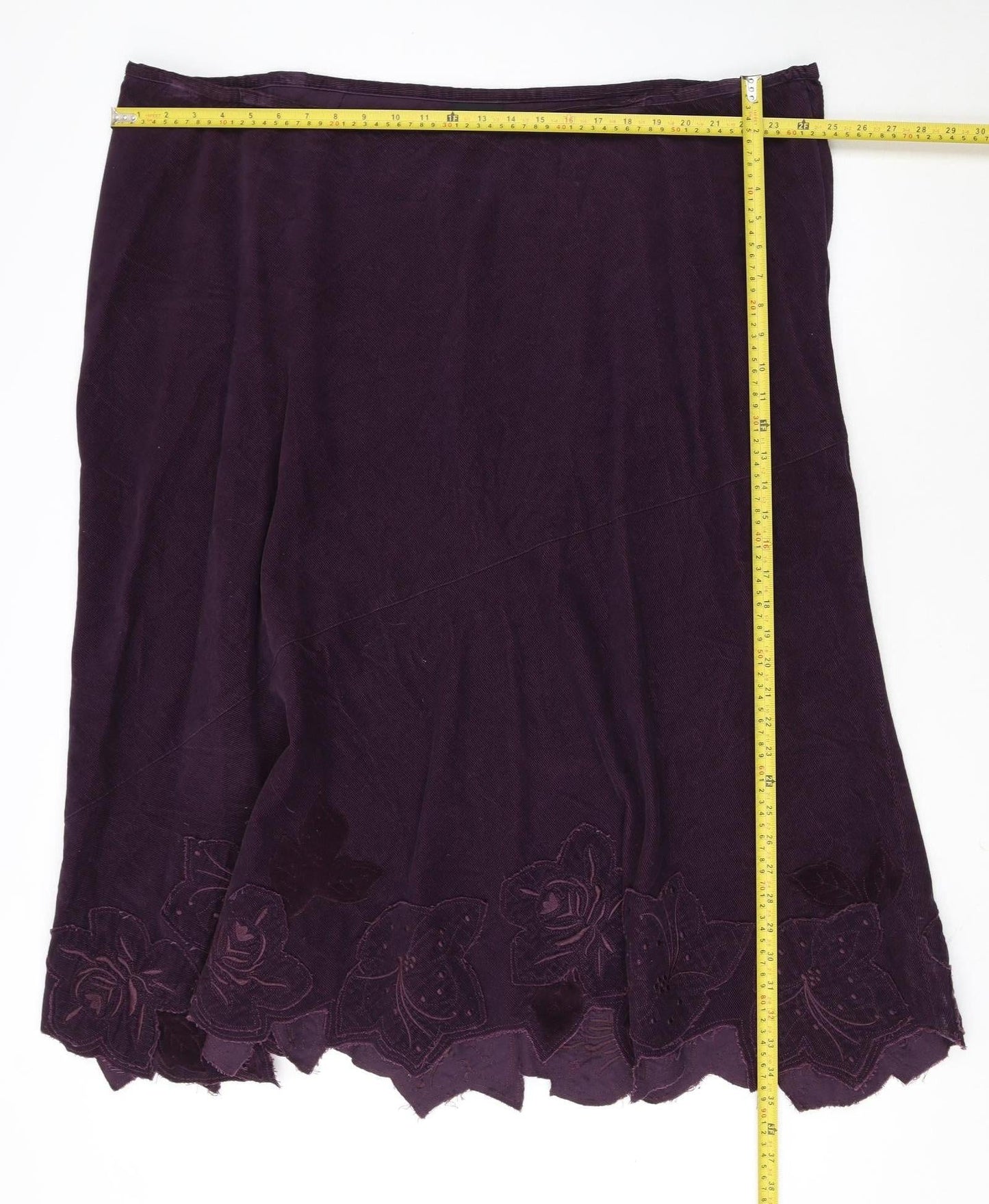 Evans Women’s Purple Cotton A-Line Embroidered Skirt Size 26