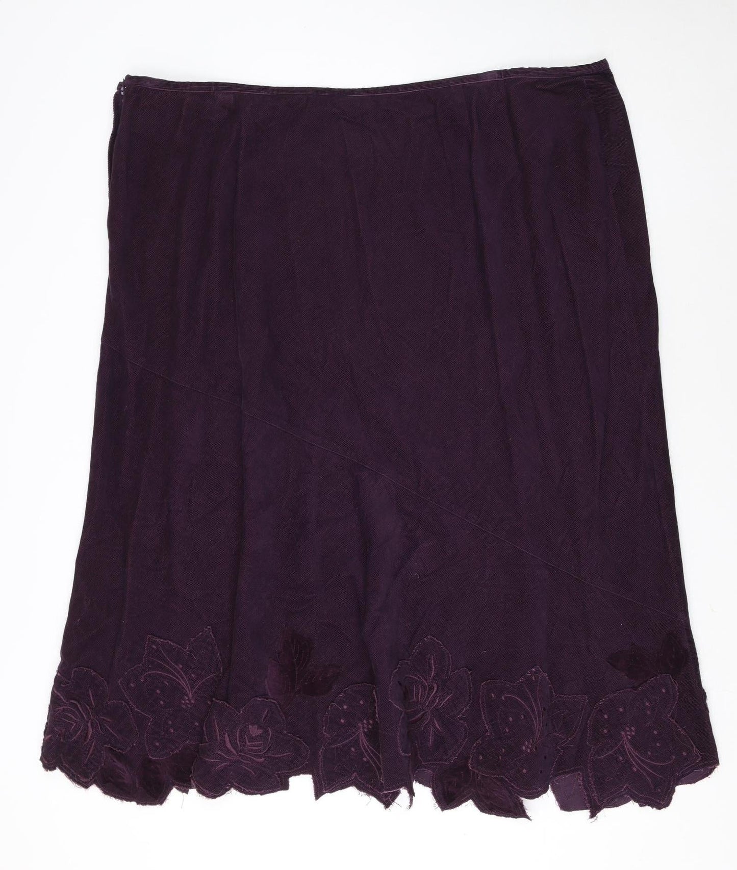 Evans Women’s Purple Cotton A-Line Embroidered Skirt Size 26