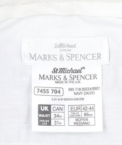 Marks and Spencer Men’s Blue Corduroy Trousers 34W 31L Regular Fit