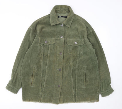Zara Women Green Corduroy Button Jacket XS Classic Style