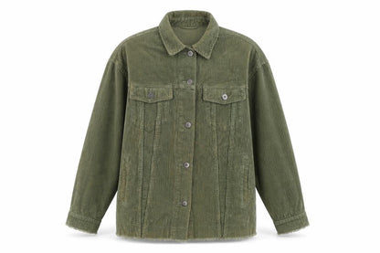 Zara Women Green Corduroy Button Jacket XS Classic Style
