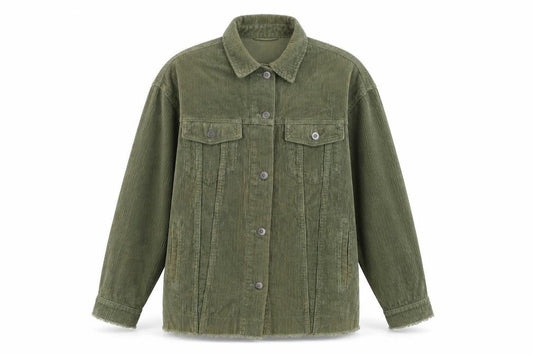 Zara Women Green Corduroy Button Jacket XS Classic Style