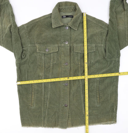 Zara Women Green Corduroy Button Jacket XS Classic Style