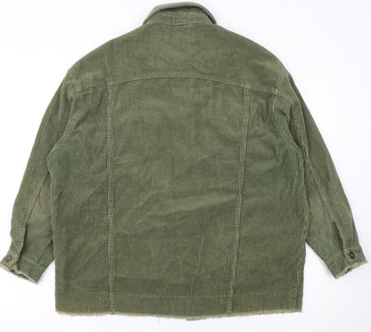 Zara Women Green Corduroy Button Jacket XS Classic Style