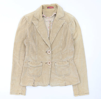 DNM Women’s Beige Corduroy Blazer Size 12 Regular Fit Single-Breasted Jacket