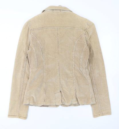 DNM Women’s Beige Corduroy Blazer Size 12 Regular Fit Single-Breasted Jacket