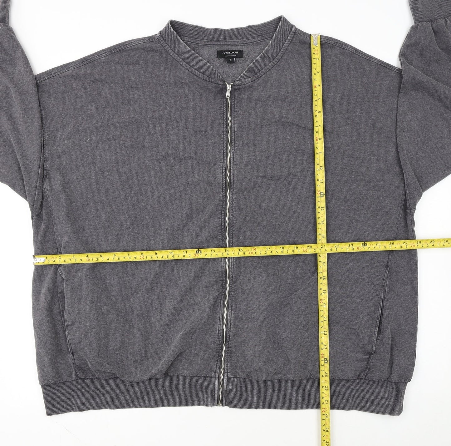 JD Williams Women Grey Size 16 Cotton Blend Full Zip Basic Jacket