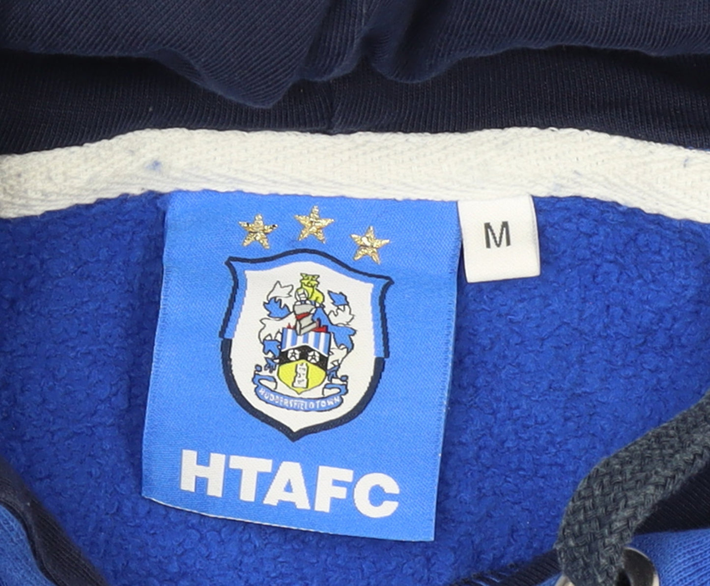HTAFC Men's Blue Pullover Hoodie Medium Football Logo Sweatshirt