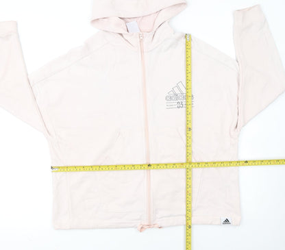 Adidas Women's Beige Full Zip Hoodie Size L 16-18 Cotton Blend