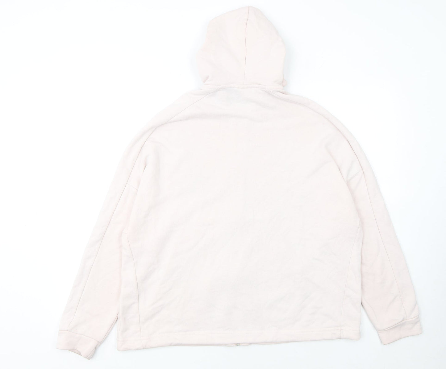 Adidas Women's Beige Full Zip Hoodie Size L 16-18 Cotton Blend