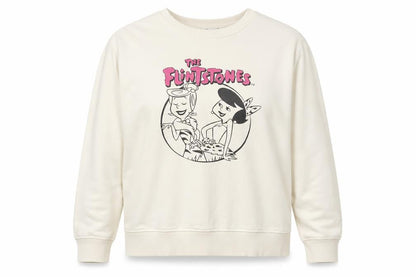 The Flintstones Womens Ivory Sweatshirt XL Long Sleeve Crew Neck