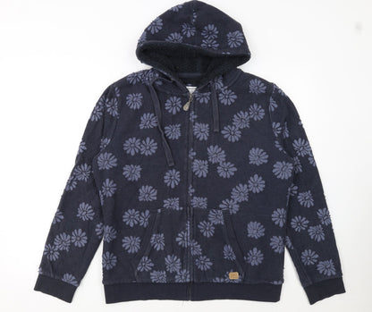 Saltrock Women’s Blue Floral Full Zip Hooded Sweatshirt Size 14